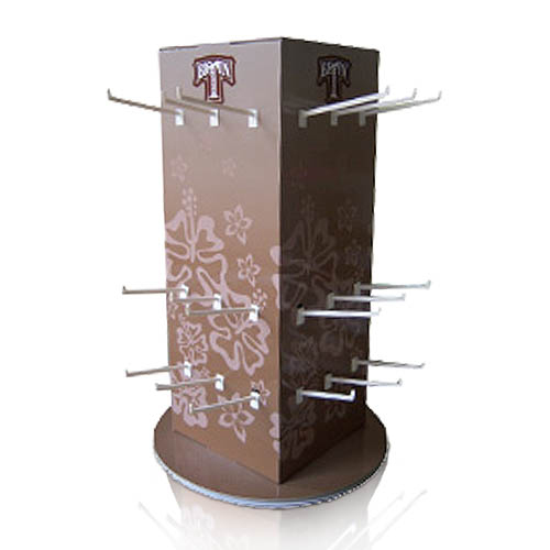 Rotation Cardboard Floor Sidekick Display Hanging With Hooks