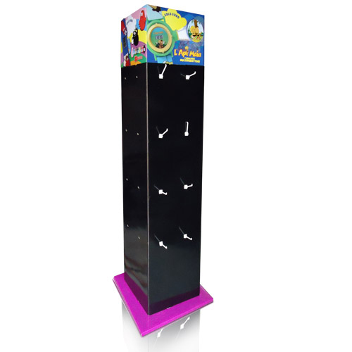 Rotation Advertising Four Sides Sidekick Corrugated Cardboard Peg Hook Displays for Retail